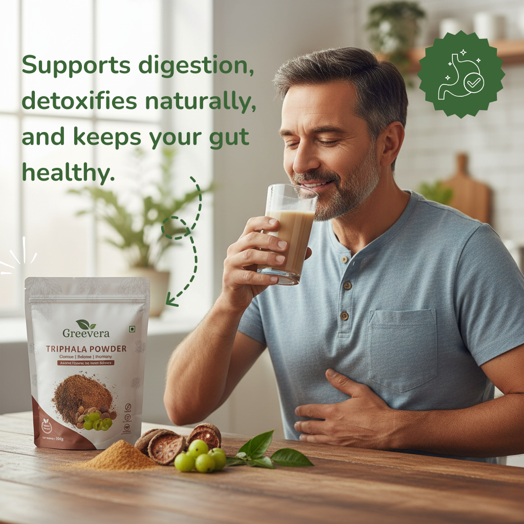 Greevera Triphala Powder | 100% Pure Ayurvedic Herbal Blend for Detox & Digestion