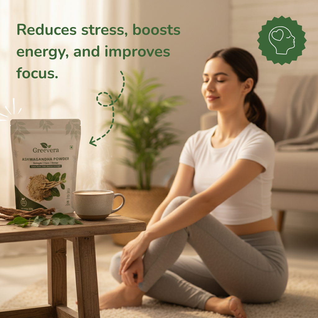Greevera Ashwagandha Powder | 100% Pure & Natural Stress Relief & Energy Booster