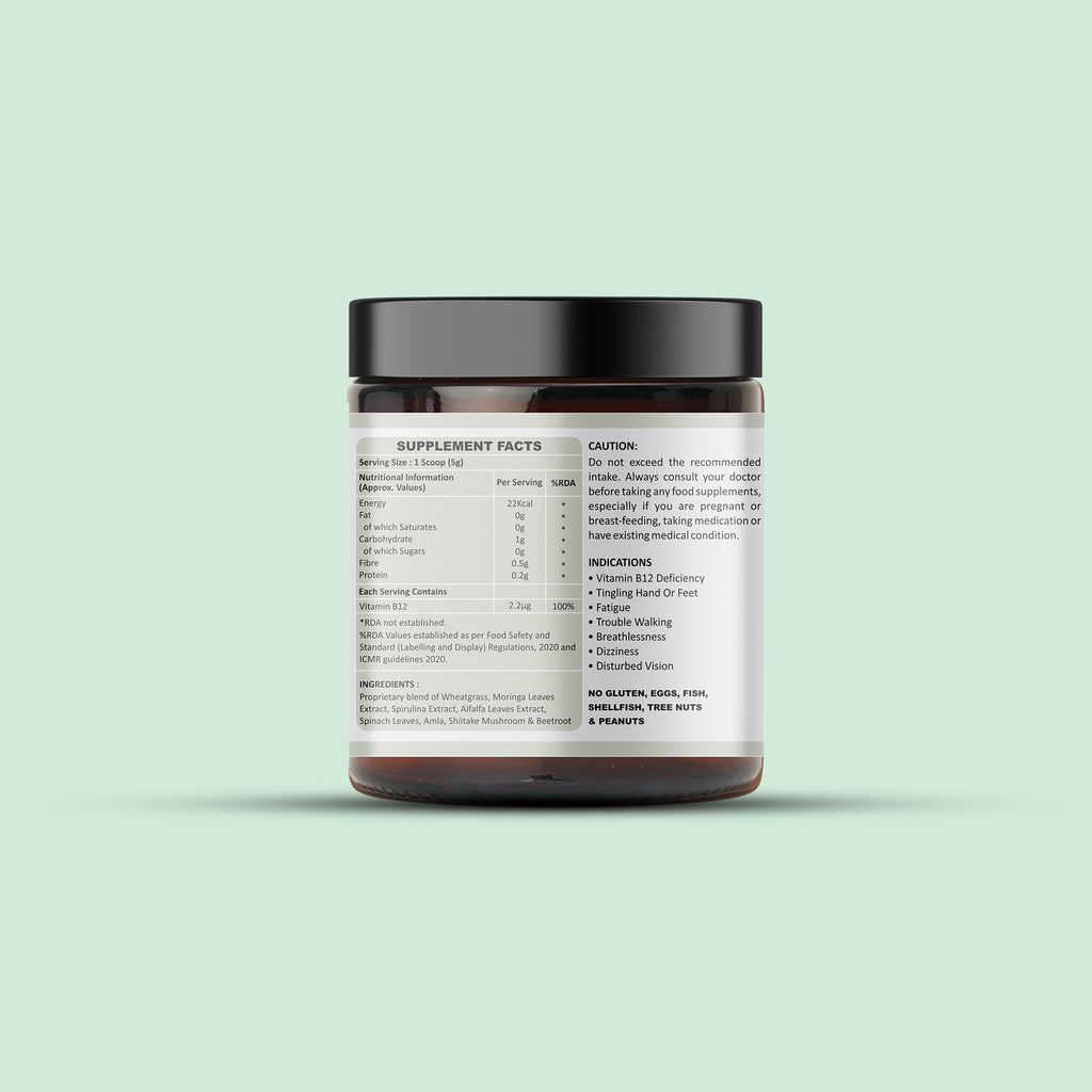 Greevera Vitamin B12 Green Superfood Powder – Natural B12 Support & Daily Energy Superfood