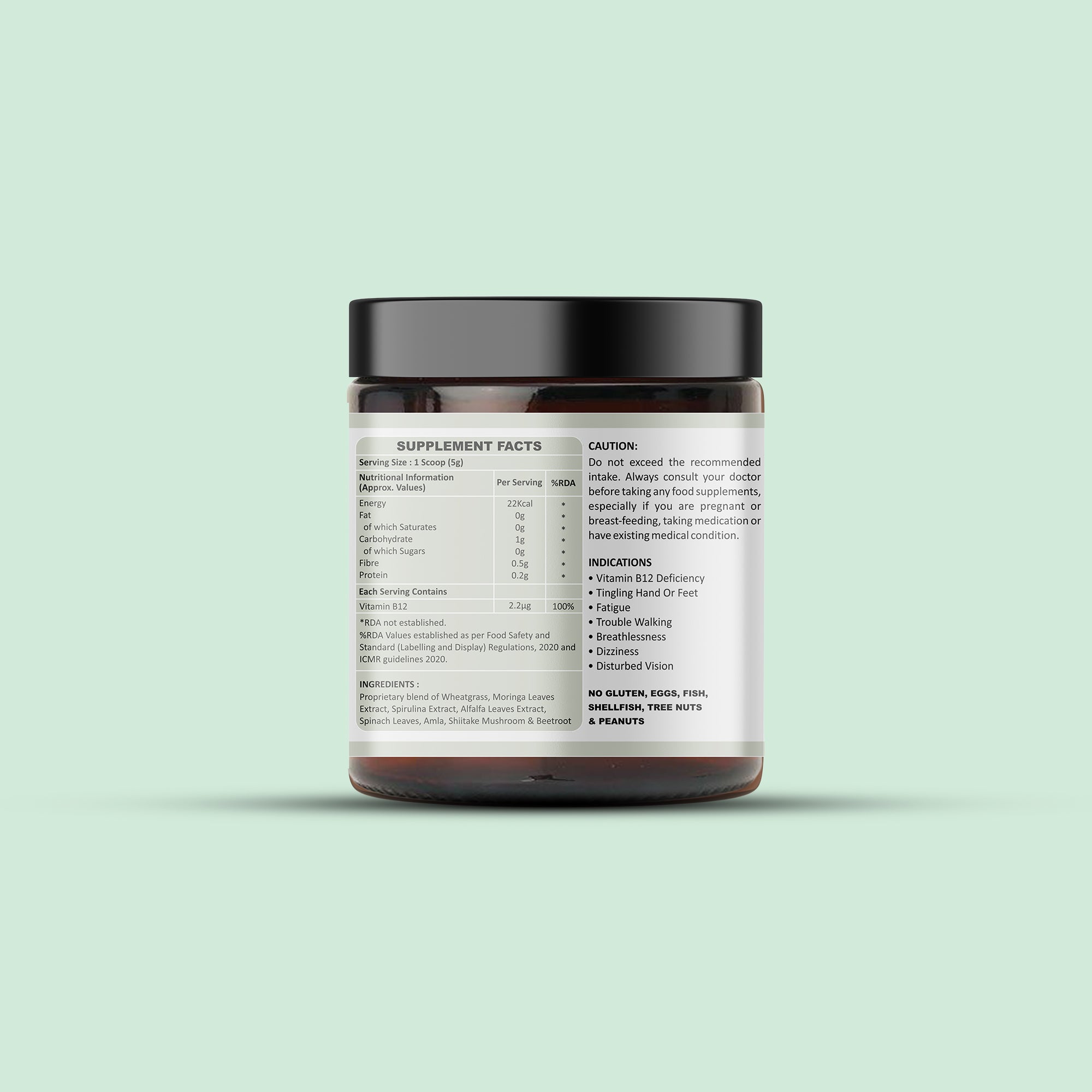 Greevera Vitamin B12 Green Superfood Powder – Natural B12 Support & Daily Energy Superfood