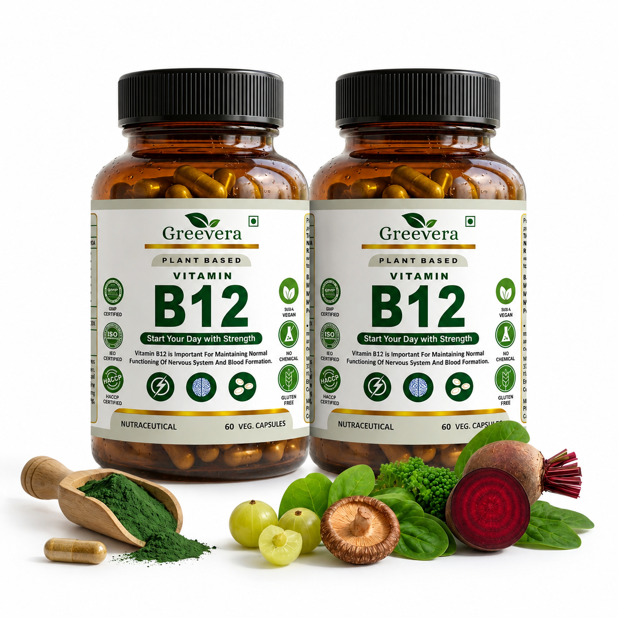 Greevera Vitamin B12 Green Superfood Capsule – Natural B12 Support & Daily Energy Superfood