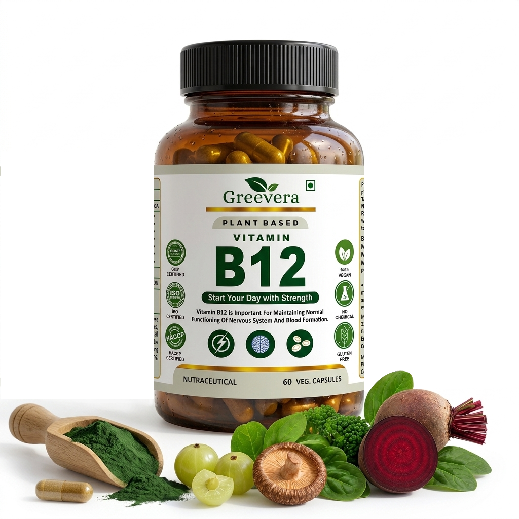 Greevera Vitamin B12 Green Superfood Capsule – Natural B12 Support & Daily Energy Superfood