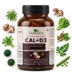 Greevera Plant-Based Calcium + Vitamin D3 Capsules | Bone, Teeth & Muscle Support | High Absorption Formula