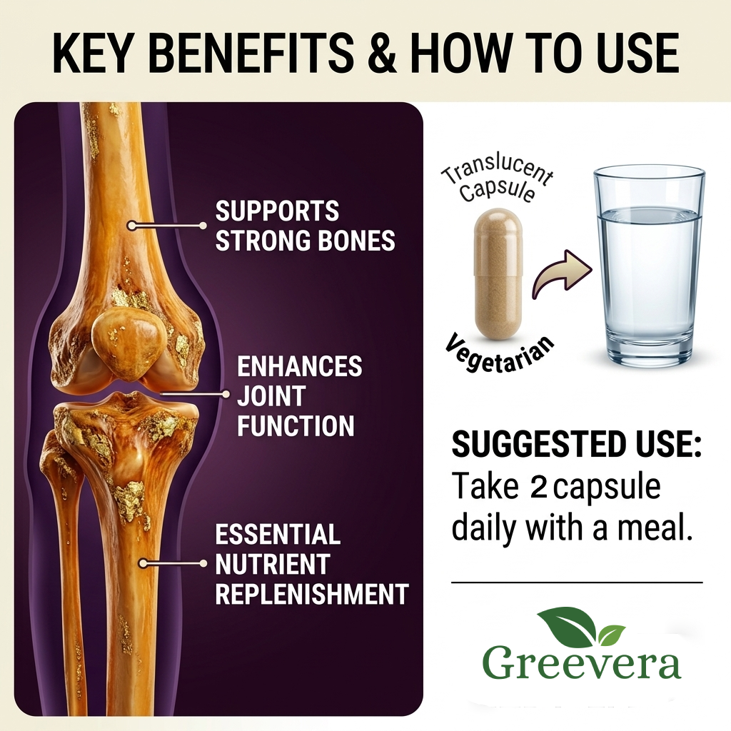 Greevera Plant-Based Calcium + Vitamin D3 Capsules | Bone, Teeth & Muscle Support | High Absorption Formula